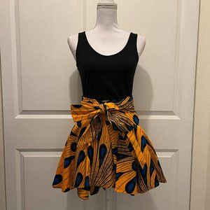 Ngozi Colorful Wrap Skirt in Yellow & Blue Butterfly Wing Print